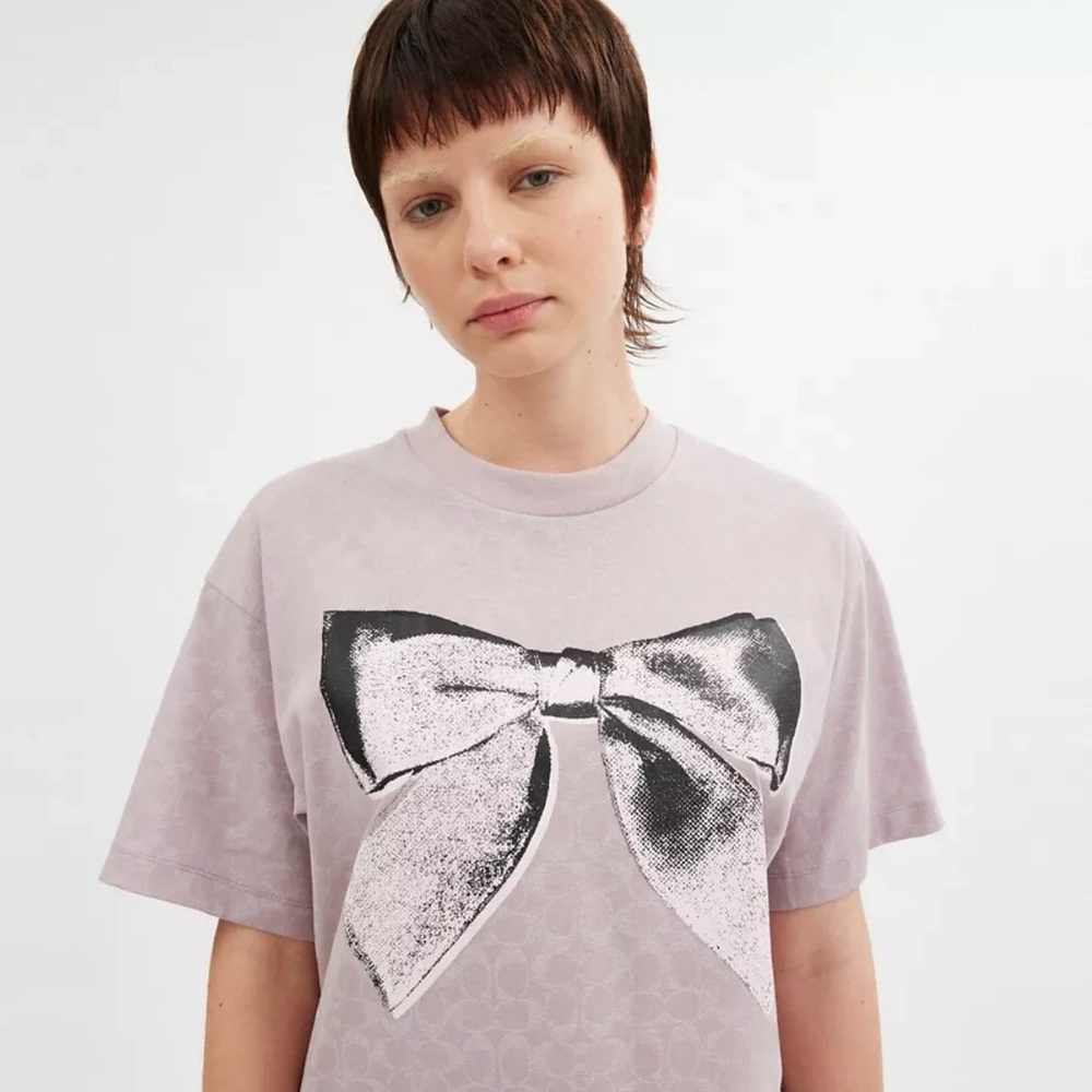 NWOT Coach Signature Bow Oversized Cotten T Shirt- XL